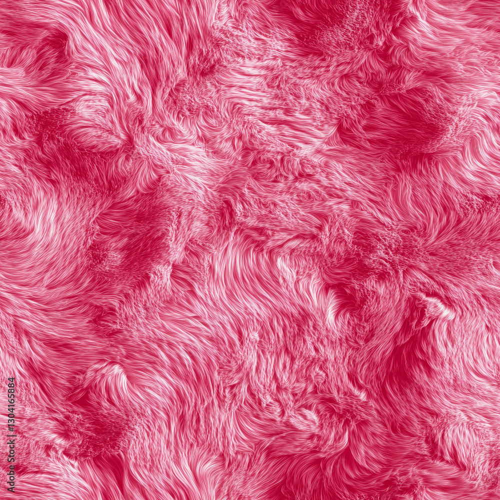 Fototapeta premium Seamless pink fluffy fur pattern background