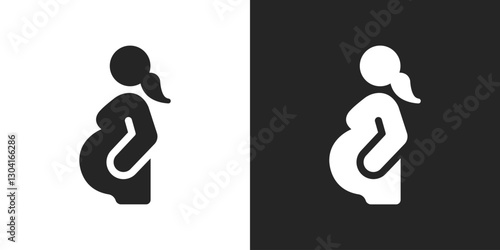 Pregnant mother black and white icon vector design