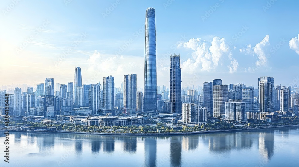 Fototapeta premium Panoramic Cityscape of Modern High-Rise Buildings