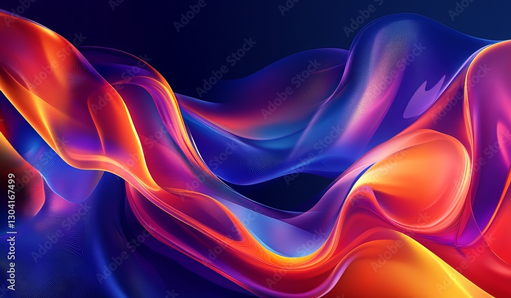 Obraz premium Abstract, colorful background with flowing ribbons of liquid glass, creating an elegant and modern design element for graphic or digital art.