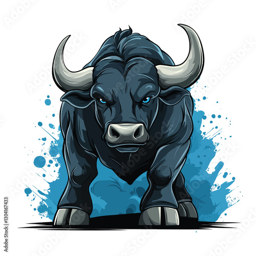 Cartoon angry Bull vector clipart
