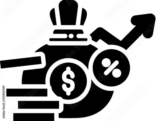 Interest Rate Icon in Glyph Style. Simple Vector Design. Simple Vector Glyph Icon