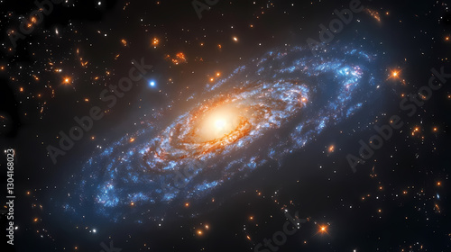 Obraz na płótnie Blue and White Spiral Galaxy in Deep Space w salonie
