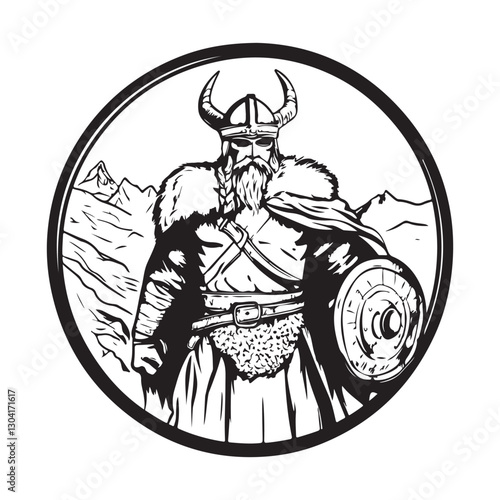 Viking warrior Image vector. Viking Warrior Posing Image Vector on white background.