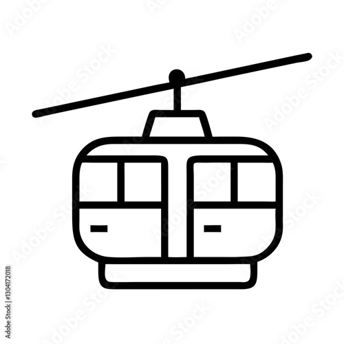 cable car in flat style. Cable car outline icons. Cable car thin line icon set . his expansive collection features diverse funicular and cable car gondola icons, ideal for projects related to mounta

