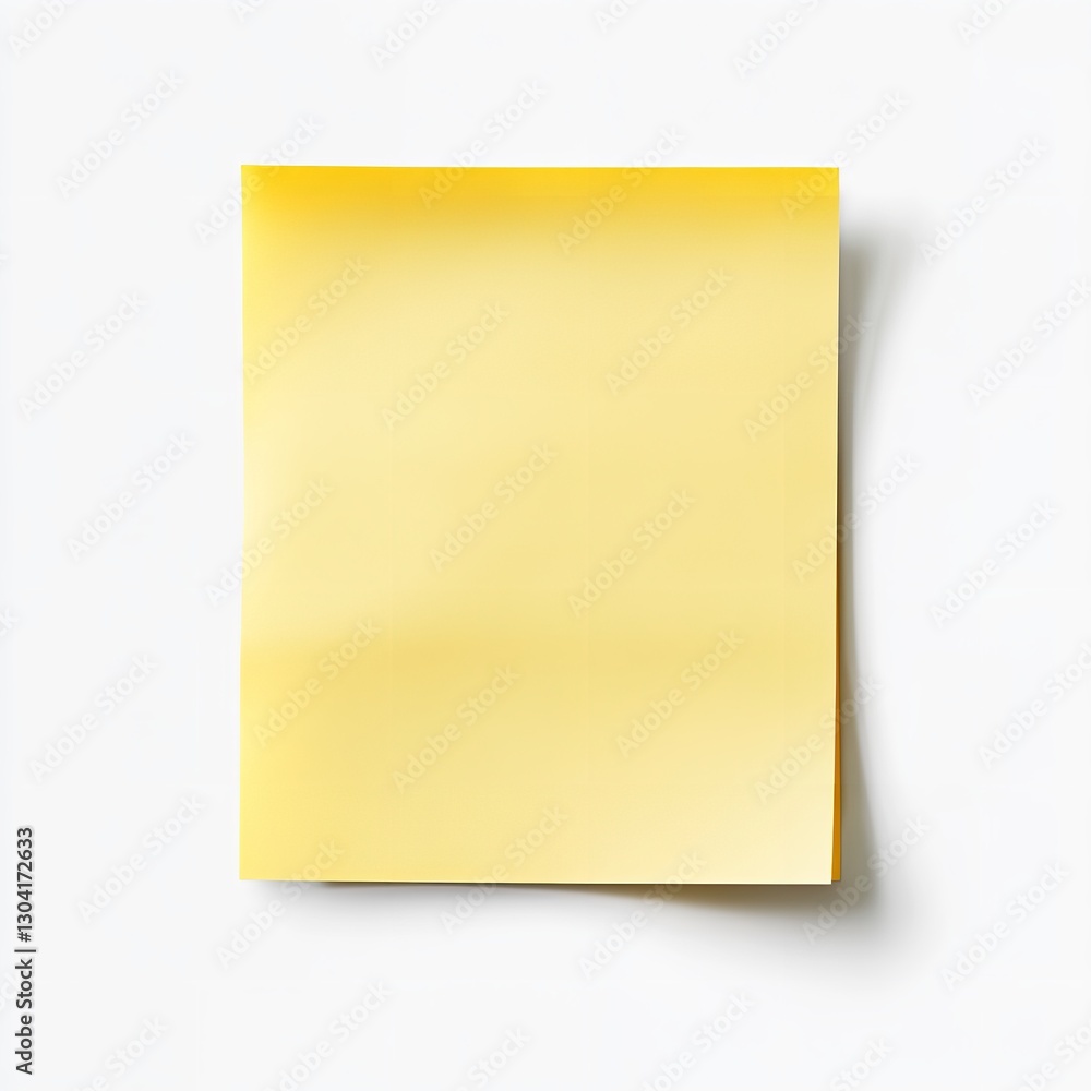 Single Yellow Post-it Note with Shadow, Displayed Against a White Background. Single Yellow Post-it Note with Shadow, Displayed Against a White Background.