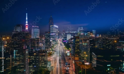 Wallpaper Mural Downtown at Twilight: A Peaceful Image of City Buildings and a Quiet Urban Landscape Torontodigital.ca