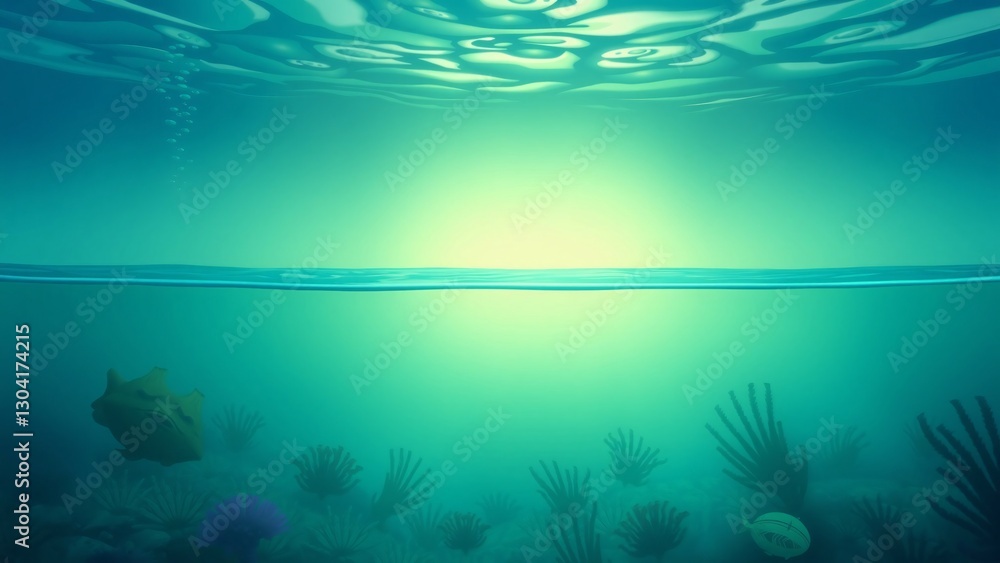 Fototapeta premium Serene Underwater Scene Sunlight Filtering Through Ocean Waters