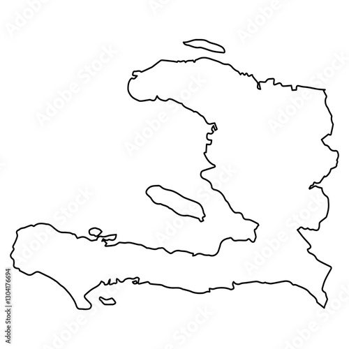 Sleek Haiti Outline Minimal...