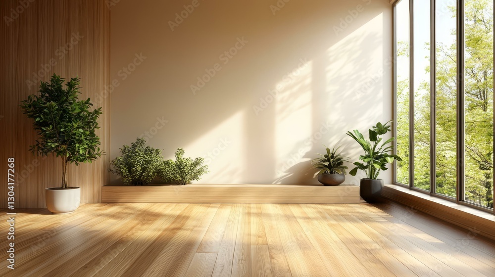 Modern Minimalist Interior with Natural Light and Plants Modern Minimalist Interior with Natural Light and Plants