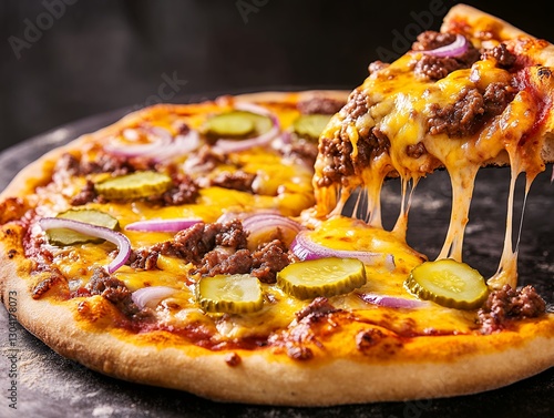 とろけるチーズとジューシーなビーフのチーズバーガーピザ | Cheeseburger Pizza with Melting Cheese and Juicy Beef