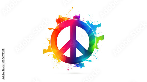 Rainbow Peace Sign PNG – Isolated Symbol for Designs & Graphics
