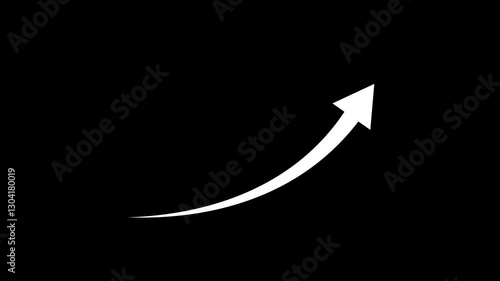 arrow icon animation,upward business growth arrow icon on black background.