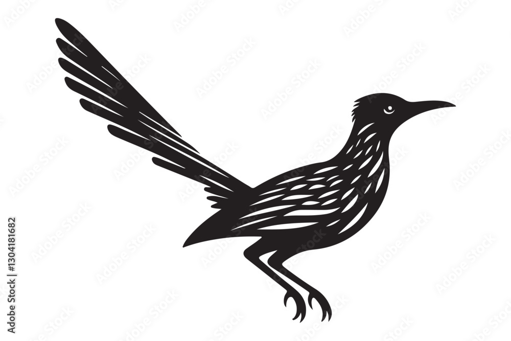 Fototapeta premium Stylized Roadrunner Illustration Running Vector Graphic Silhouette