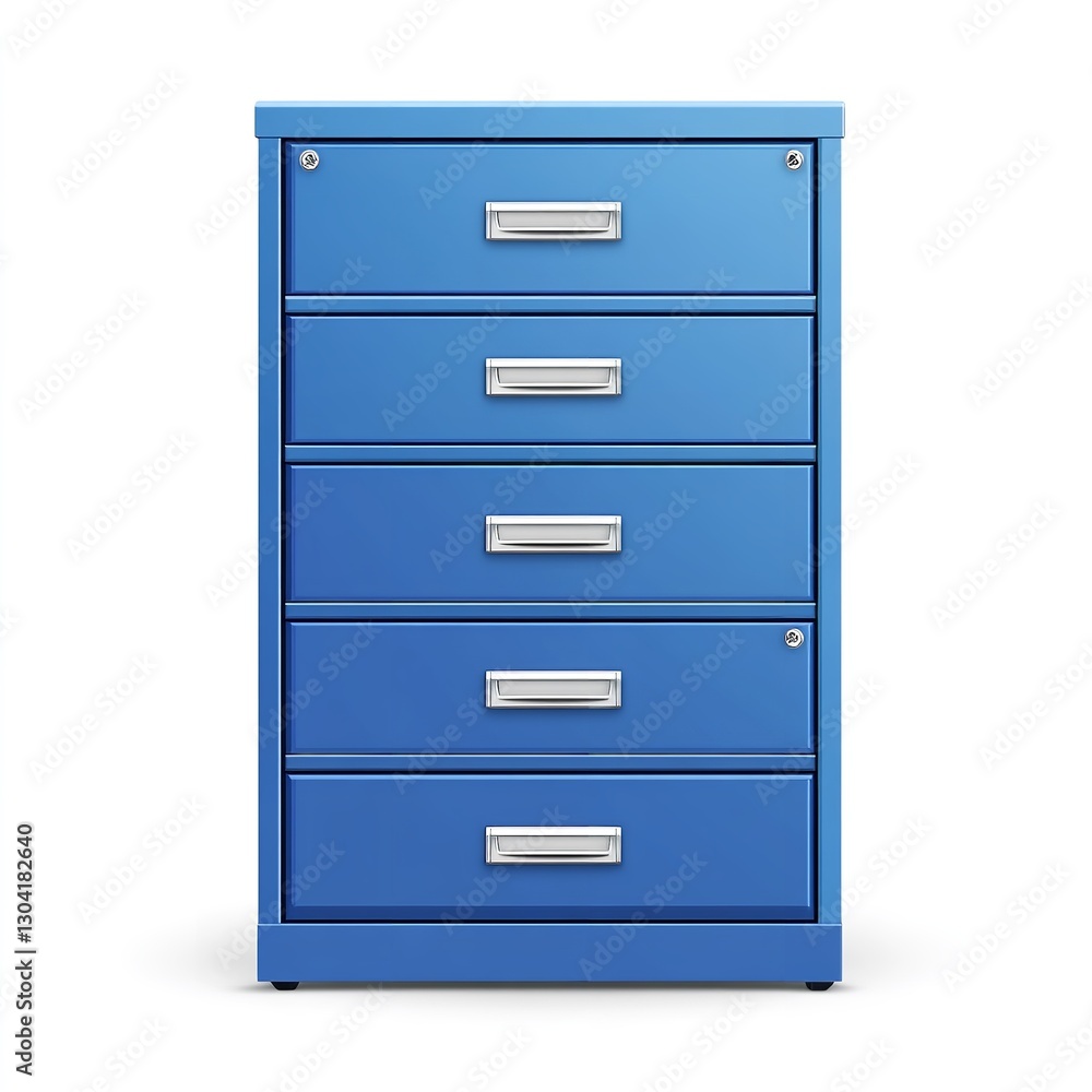Blue Four-Drawer Filing Cabinet with Lock and Wheels for Home Office or Workspace Blue Four-Drawer Filing Cabinet with Lock and Wheels for Home Office or Workspace