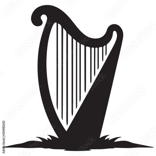 Iconic Silhouette of Irish Harp National Symbol of Ireland