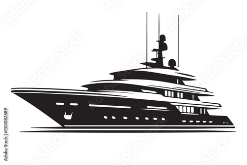 Luxury Yacht Silhouette Illustration Ocean Travel and Affluence