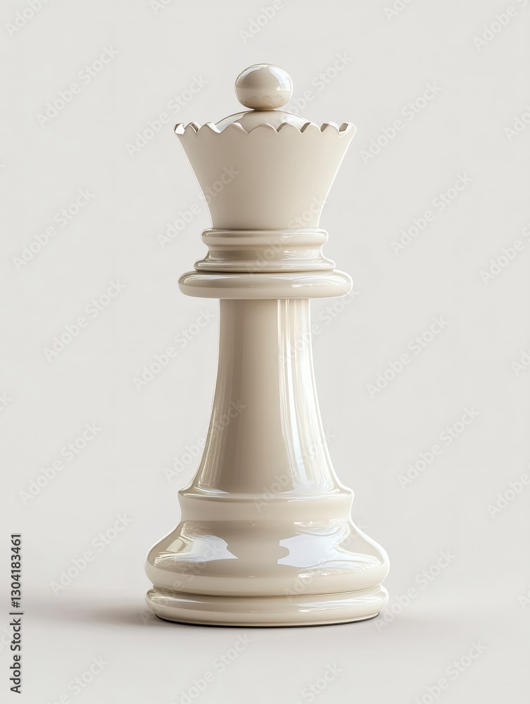 White queen chess piece standing on white background White queen chess piece standing on white background
