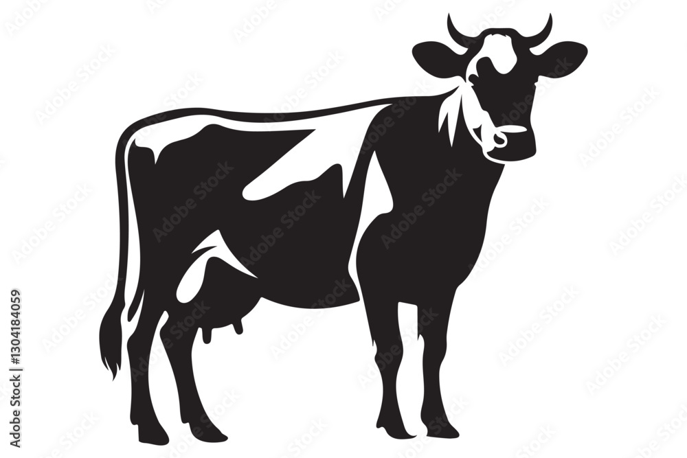 Dairy Cow Silhouette Standing Grazing Livestock Animal Illustration Dairy Cow Silhouette Standing Grazing Livestock Animal Illustration