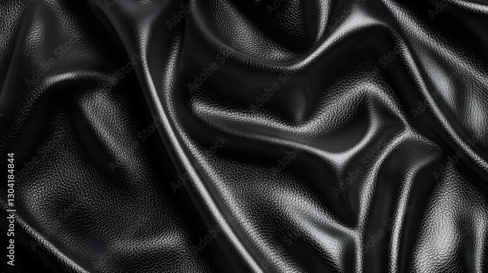 Fototapeta premium Black leather cloth is a material that wrinkles