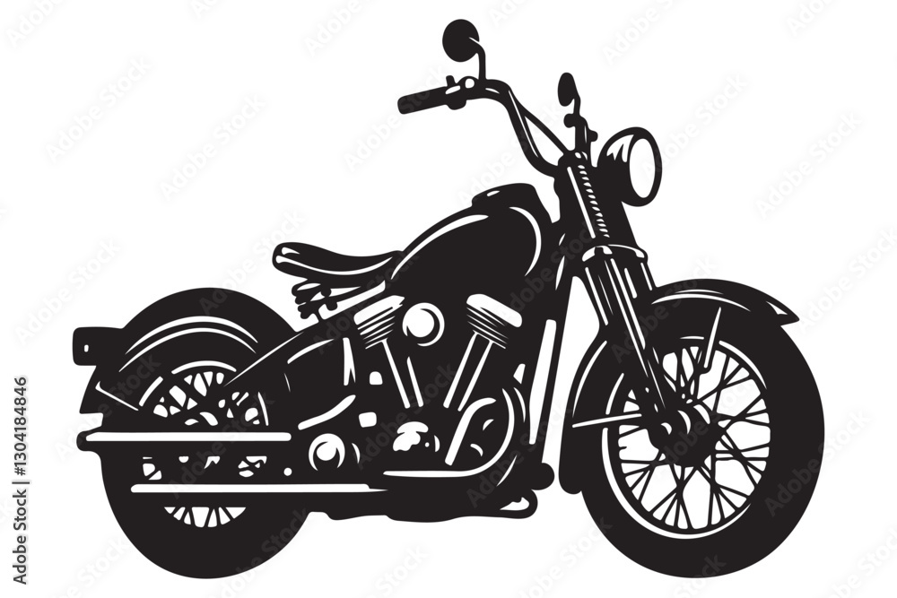 Fototapeta premium Vintage Motorcycle Silhouette Illustration a Classic Cruiser Design Art