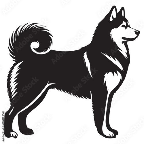 Majestic Alaskan Malamute Silhouette Illustration Elegant Dog Breed Design