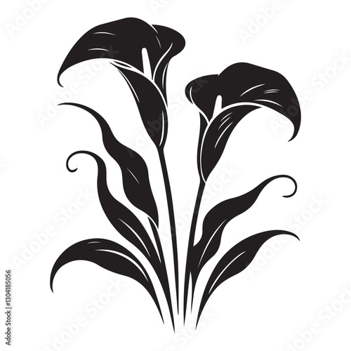 Elegant Calla Lily Bouquet Silhouette Illustration for Floral Designs