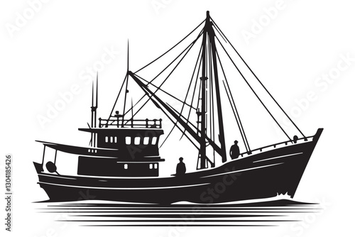 Fishing Boat Silhouette Illustration Vector Artwork Commercial Vessel Design