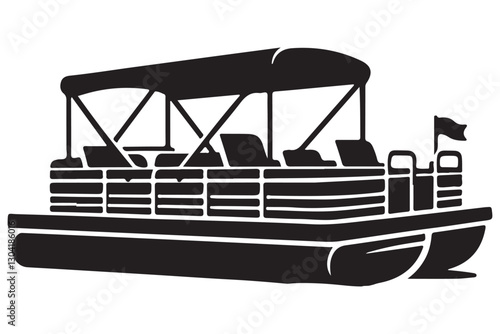 Relaxing Pontoon Boat Silhouette Vector Art For Boating Recreation Design