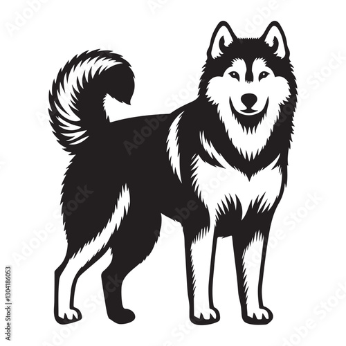 Majestic Alaskan Malamute Dog Illustration Vector Silhouette Design for Pet Lovers