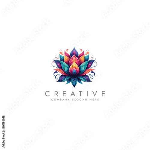 Abstract lotus logo vector design, lotus logo design template, flower logo,  Stylized lotus flower icon design 