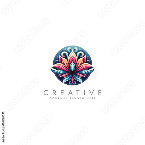 Abstract lotus logo vector design, lotus logo design template, flower logo,  Stylized lotus flower icon design 