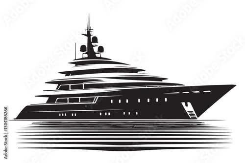 Luxury Yacht Illustration Sailing On Water Modern Vessel Exterior Design