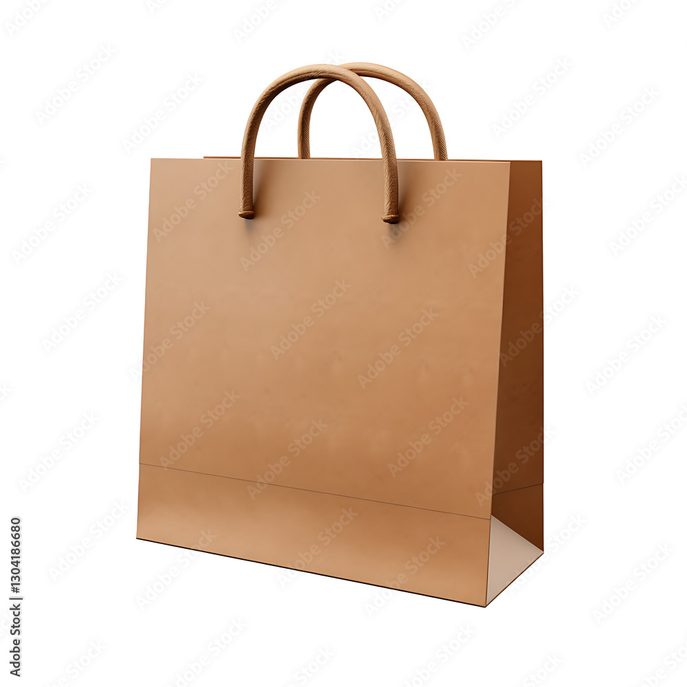 Brown paper bag with handle, transparent isolated white and transparent background Brown paper bag with handle, transparent isolated white and transparent background