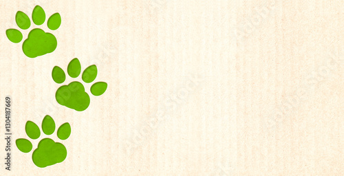 Canvas Print Eco paper texture and animal paws print in paper cut style