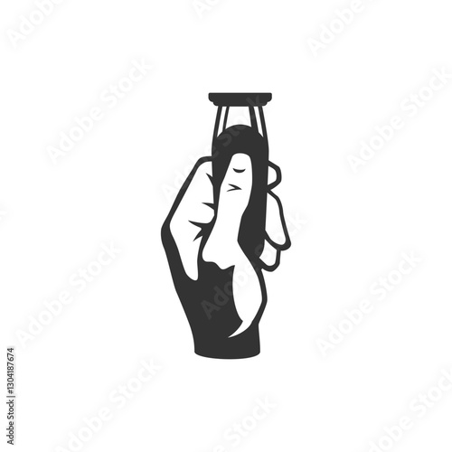 Barbershop brutal male hand with electric razor shave machine minimalist icon for logo vector illustration. Barber shop old fashioned hipster gentleman grooming service hairstyle hairdresser