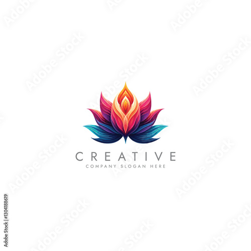 Abstract lotus logo vector design, lotus logo design template, flower logo,  Stylized lotus flower icon design 