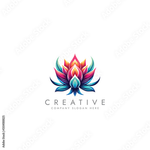 Abstract lotus logo vector design, lotus logo design template, flower logo,  Stylized lotus flower icon design 