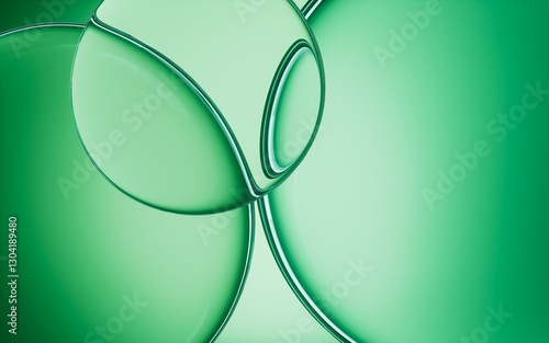 3d rendering glass background in green color