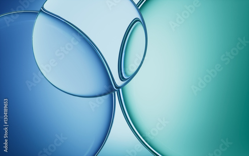 3d rendering glass background in blue color
