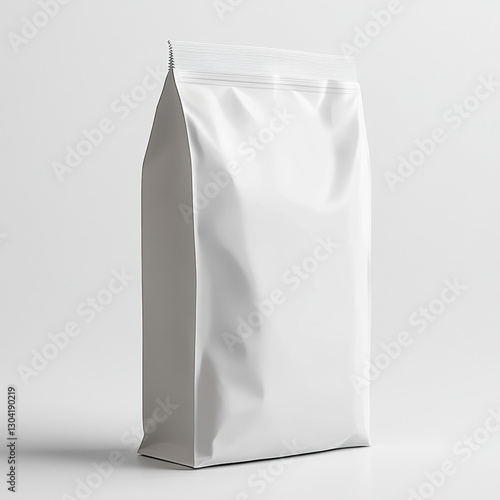 White paper bag packaging isolated on a plain background photo