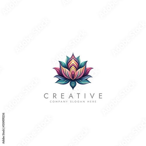 Abstract lotus logo vector design, lotus logo design template, flower logo, Stylized lotus flower icon design