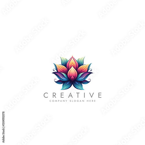Abstract lotus logo vector design, lotus logo design template, flower logo, Stylized lotus flower icon design