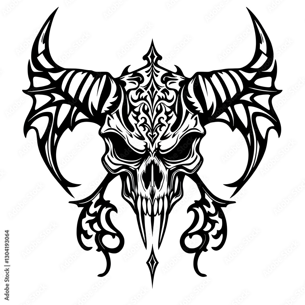 Fototapeta premium Traditional Tribal Tattoo of a Demon Skull