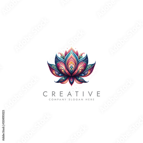 Abstract lotus logo vector design, lotus logo design template, flower logo, Stylized lotus flower icon design