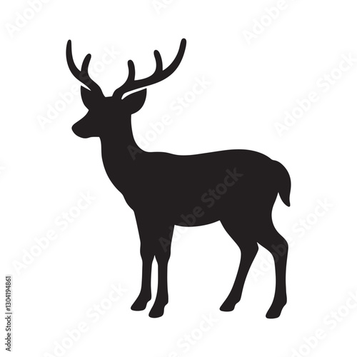 vector icon of a deer. White background with an isolated deer silhouette. Illustration in Vector, Silhouette of the Pair Deer. Flat style, can use for Logo Gram, Emblem, Animal Illustration