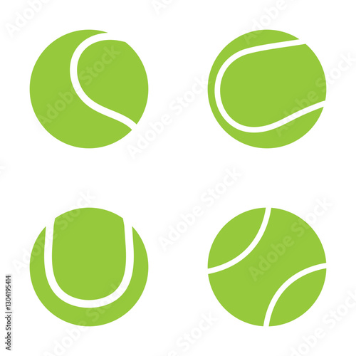 Green tennis ball icon vector illustration.