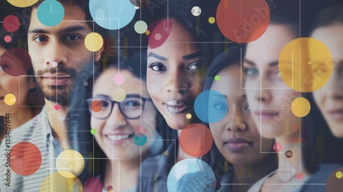 Diverse group of people with thoughtful expressions, surrounded by questionnaires and charts, symbolizing consumer survey insights and market research analysis.