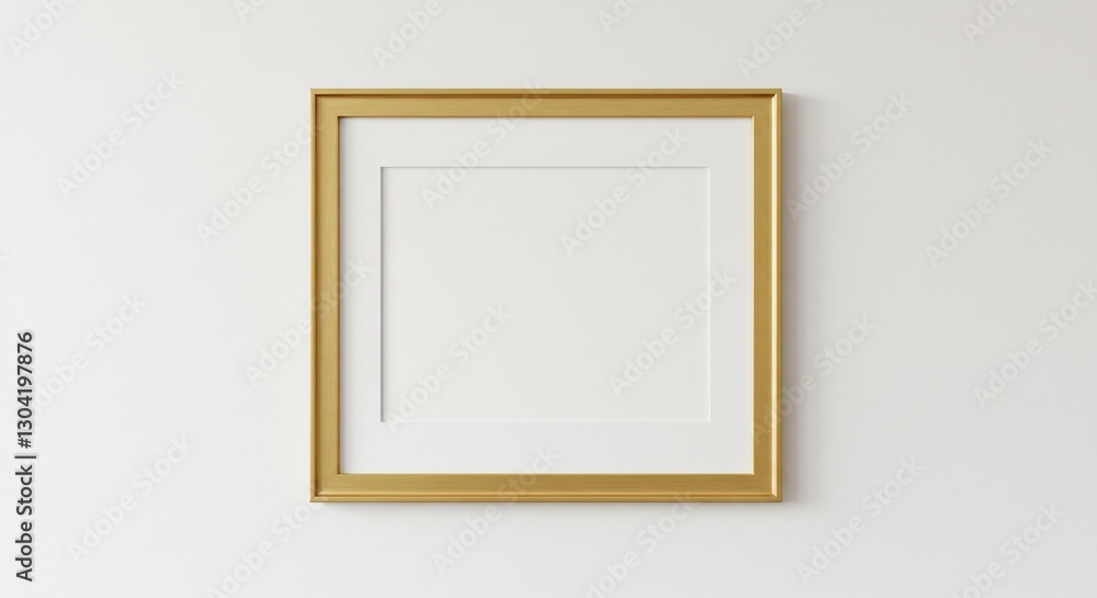 Elegant gold frame showcases empty white space subtly lit. AI Generated Elegant gold frame showcases empty white space subtly lit. AI Generated