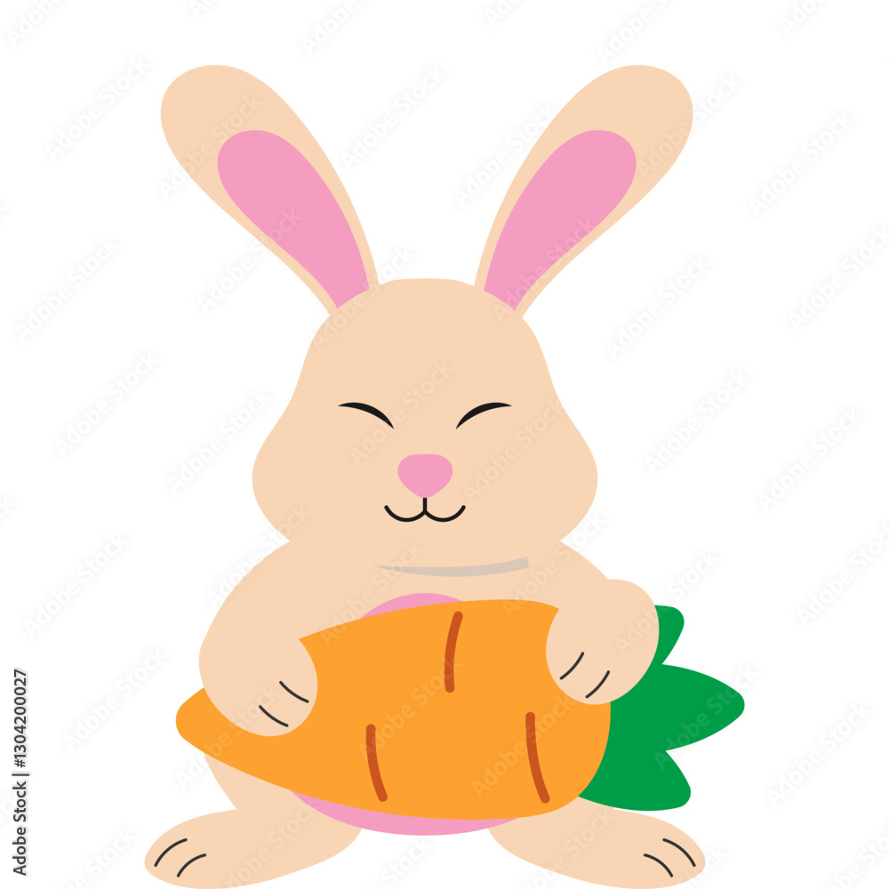 Easter Bunny Hugging Carrot Illustration Easter Bunny Hugging Carrot Illustration